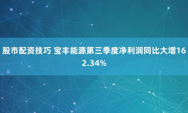 股市配资技巧 宝丰能源第三季度净利润同比大增162.34%